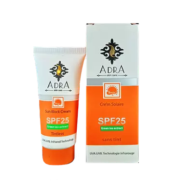 کرم ضد آفتاب SPF25 بی رنگ 50 میلی لیتر آدرا